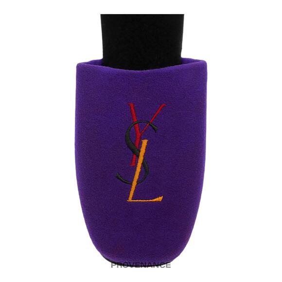 🔴 Yves Saint Laurent YSL Logo Slipper - Purple Velour - Picture 5 of 8